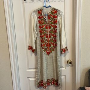 Pakistani kurti, cotton fabric with beautiful embroidery